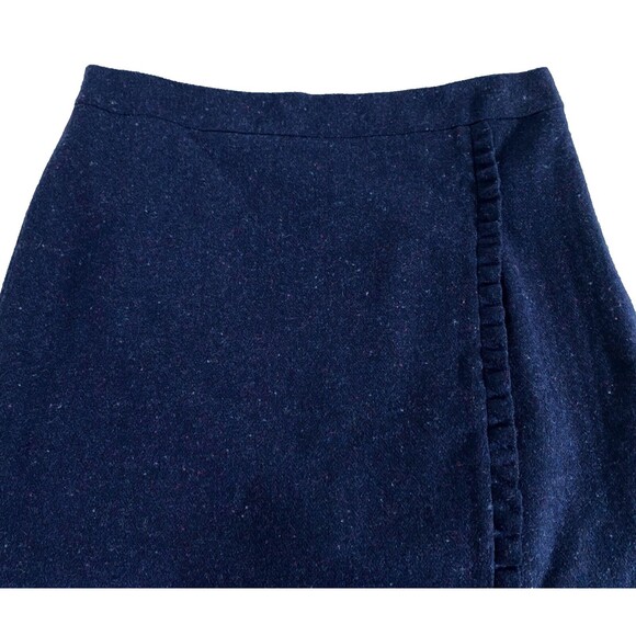 Talbots Speckle Faux Wrap Skirt Womens 14 Multicolor Ruffle Trim Woo Blend Lined - Picture 3 of 12